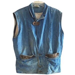 Urban Equipment By Levi's Denim Utility Vest Trucker Mens Large Vintage Workwear